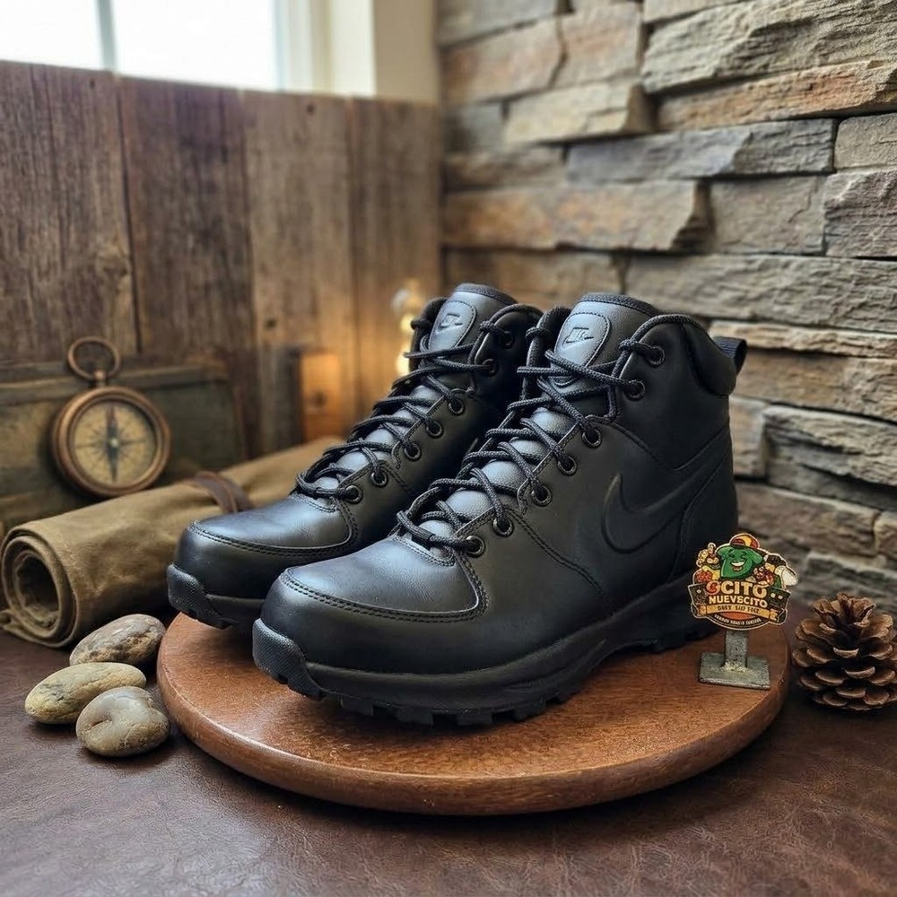 Nike Manoa Leather Boots Mens 8 Black Hiking Work Boots 454350-003